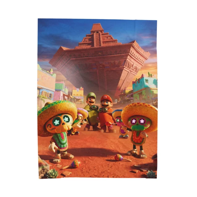 Super Mario Galaxy Blanket in the Desert Kingdom design, shown flat