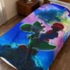 Super Mario Galaxy Blanket in the Galaxy Horizon design, on a kids bed