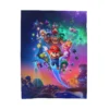 Super Mario Galaxy Blanket in the Rainbow Road Crew design, shown flat