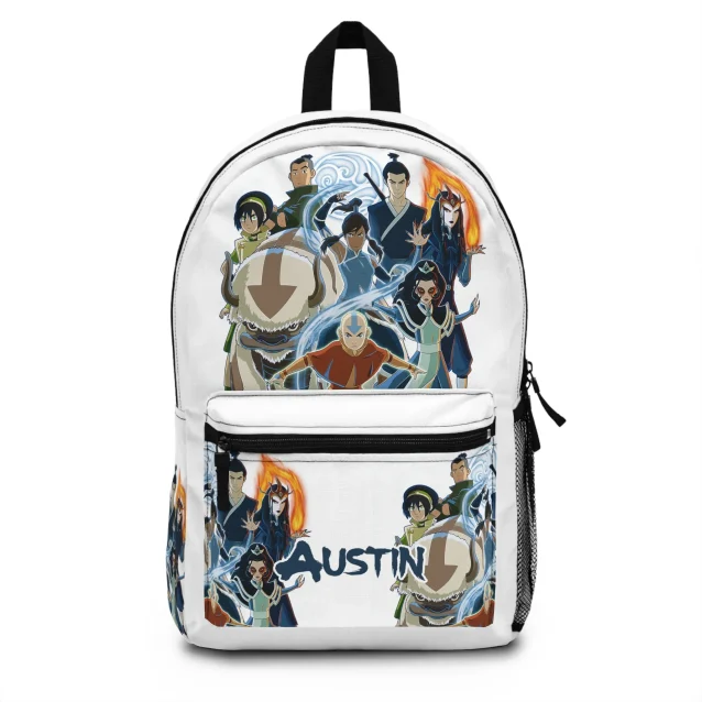 Team Avatar The Last Airbender school backpack for kids on white with custom name