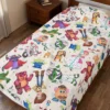 Toy Story throw blanket in the Character Collage design, styled in a bedroom.