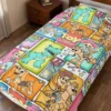 Toy Story throw blanket in the Comic Panel design, styled in a bedroom.