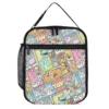 Comic-strip panels of Buzz Lightyear and the gang printed edge to edge on a kids Toy Story lunch bag