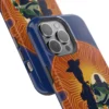 Toy Story Woody, Buzz and LilyPad silhouette tough case at an angle, showing the camera cutout.