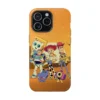 Orange sunset Toy Story phone case with Woody, Buzz and Jessie in western style for iPhone and Samsung.