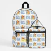 Winnie the Pooh backpack and matching lunch box set in the classic logo print, laid out together.